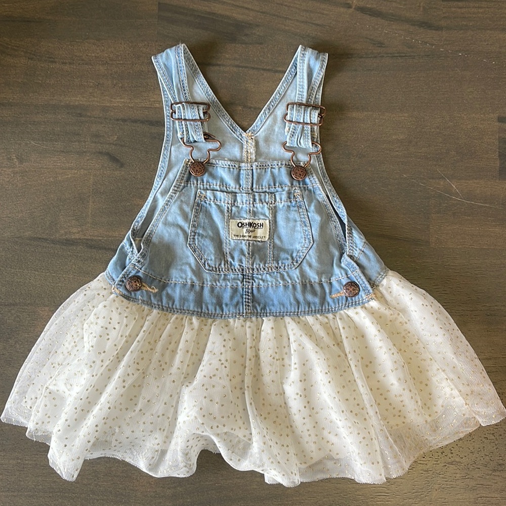 OshKosh B’gosh Jean coverall dress with tulle
